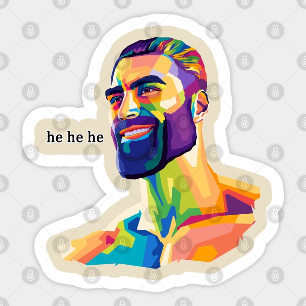 GigaChad smile meme pop art Sticker by SiksisArt